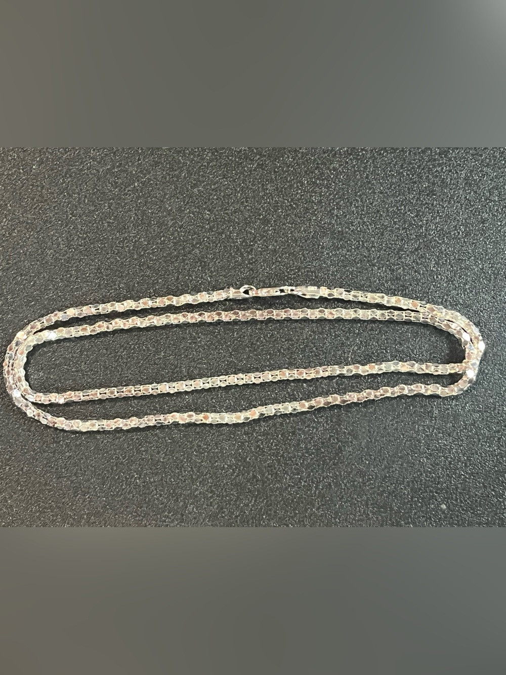 Sterling silver milor confetti mesh chain. 23” stamped “Italy” “925” 9gr.